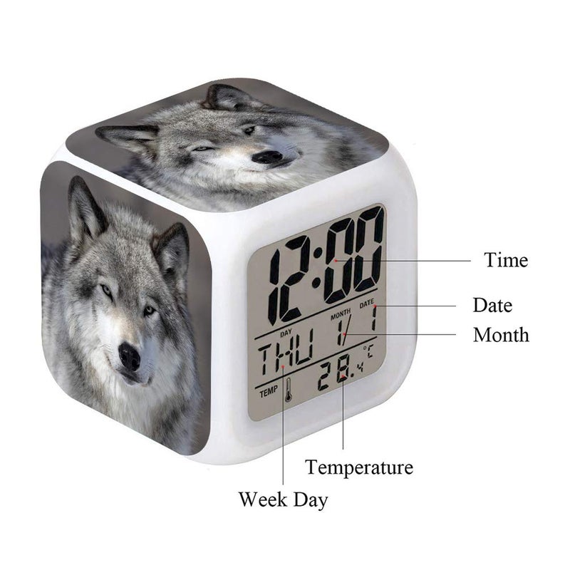 Cointone Led Alarm Clock Wolf Design Creative Desk Table Clock Glowing Electronic Colorful Digital Alarm Clock for Unisex Adults Kids Toy Birthday Present - Image 5